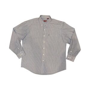 Izod Men's Striped Blue and White Casual Shirt